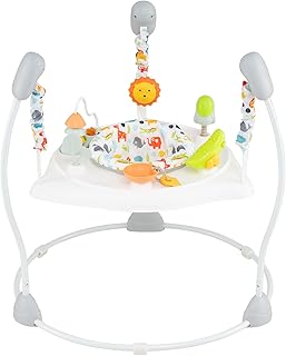 BABY JOY Baby Activity Center, Baby Jumpers and Bouncers with Music, 360° Rotating Seat, 3 Adjustable Heights, Montessori-Inspired Activity Center for Baby 7-15 Months (White)