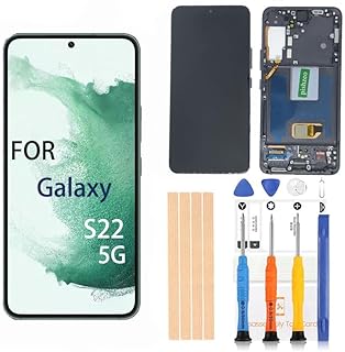 OEM 6.1 inch Super Amoled Digitizer for Samsung Galaxy S22 5G Screen Replacement SM-S901U U1 Touch Display, Full HD Digitizer Assembl US Version with Phantom Black Frame(with Ultrasonic Fingerprint)