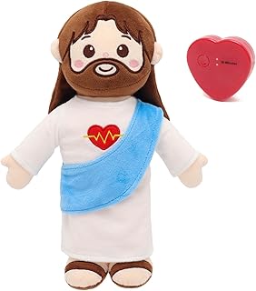 Yelakey Jesus Plush Heartbeat Vibration 13", Heart of Jesus Plushie Stuffed Doll Savior Toy, Christian Stuff Church Sunday School Religious Toys, Party Easter Favors Gifts for Kids
