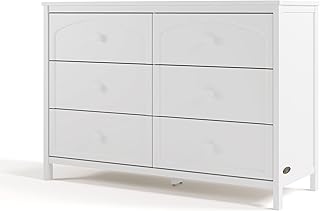 Graco Olivia 6 Drawer Double Dresser (White) – GREENGUARD Gold Certified Storage for Baby and Kids Bedroom, Interlocking Drawer System, Anti-Tip Kit Included