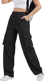 Cargo Pants for Women with Pockets High Waist Lightweight Stretchy Hiking Casual Streetwear Baggy Wide Leg Pants