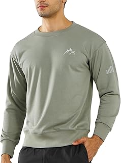 Men's Crewneck Sweatshirt Long Sleeve Cotton Sweat Shirt Lightweight Athletic Workout Sport Gym Running Sweatshirts