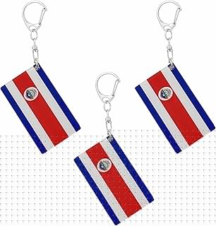Costa Rica Flag Keychain Costa Rican Flags Key Chains Men and Women Style - Double Sided Acrylic D Shape Chains Car Key chain Gifts Decoration (3 Pcs)