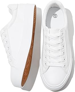 Womens White Tennis Shoes PU Leather Sneakers Casual Walking Shoes for Women