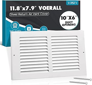 VOISEN Return Air Grille,Fits 10x6 Duct Opening,White Vent Cover Grill for Sidewall and Ceiling,Overall Size:11.8" W X 7.9" H