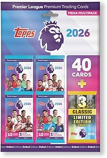 Topps Premier League 2025-26 - Debut Edition - Mega Multipack - Contains 40 Cards Plus 3 Random Classic LE Cards.