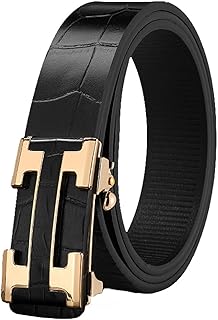 Men's Belt Leather Click Groove Belt Crocodile Designer Dress Casual