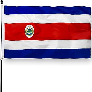 DANF Costa Rica Flag 3x5 Foot Thicker Polyester Costa Rican National Flags Polyester with Brass Grommets 3 X 5 Ft