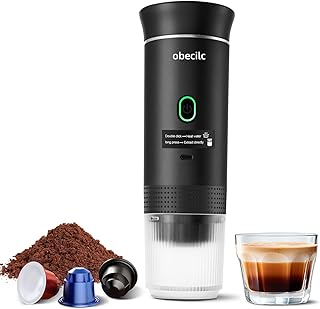 3 In 1 Portable Coffee Maker for Travel, 20 Bar Portable Espresso Machine with USB,Travel Coffee Maker Self-Heating, Compatible with Ground Coffee & Capsule for Hiking,Office,RV(Black)
