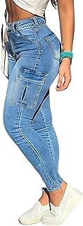 Skinny Cargo Pants Women High Waisted Jeans Stretch Fashion Casual with Flaps 6 Pockets