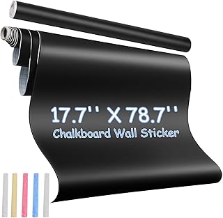 Chalkboard Wallpaper Peel and Stick, Blackboard Contact Paper, Self Adhesive Blackboard Wall Decals Removable Reusable Chalkboard Wallpaper for Kids, Home Office – 17.7”W x 84”L
