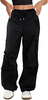 Cargo Pants Women Low Waisted Parachute Pants with Pockets Loose Baggy Hiking Pants Y2K Clothes