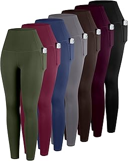Leggings with Pockets for Women, 7 Packs High Waisted Workout Tummy Control Yoga Pants
