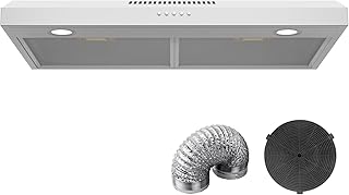 30 Inch Range Hood Under Cabinet Oven Vent Hood, Ducted/Ductless Convertible Kitchen Extractor, Stainless Steel Stove Exhaust Fan, Charcoal Filter and Exhaust Pipe Included