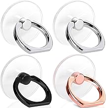 4 Pack Jsoerpay Cell Phone Ring Holder, Transparent Ring Holder 360°Rotation Finger Ring Stand, Clear Cell Phone Kickstand Compatible with Most of Phones, Tablet and Case, (2Silver+1Black+1Rose Gold)