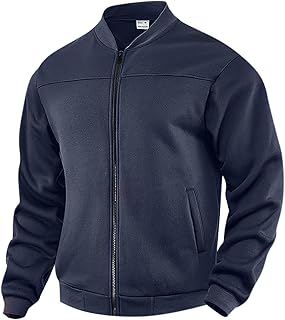 Men's Sweatshirt Full Zip Up Stand Collar No Hood Casual Jackets with Pockets Long Sleeve Mock Neck Fall Warm Coats