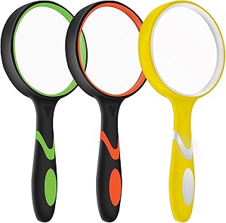 3 Pack Magnifying Glass, 75mm Magnifying Glass with Non-Slip Rubber Handle, Suitable for Reading Newspapers,Suitable for Seniors