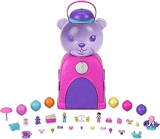 Travel Toy, Gumball Bear Playset with 2 Micro Dolls & 26 Surprise Accessories, Animal Toy Compact