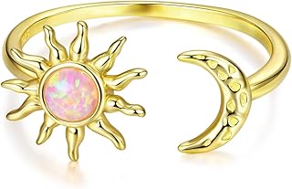 Opal Star and Moon Open Ring for Women Water Drop Adjustable Ring Vintage Cross Faith Wrap Finger RingsStatement Ring Fine Jewelry