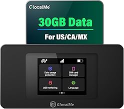 GlocalMe DuoTurbo 4G Mobile Hotspot Device with 30GB US/CA/MX Data 60 Days, Portable WiFi Hotspot for Travel in 200+ Countries, SIMFREE and Dual Modem, 10 Devices Connected(DuoTurbo with 30GB)