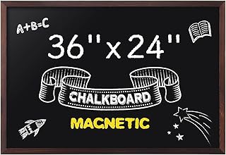 Comix Magnetic Chalkboard, 24 x 36 Inches Wooden-Framed Blackboard, Hanging Chalk Board for School Office Home and Restaurant Menu
