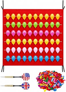 Balloon Dart Board, Carnival Fair Balloon Pop Game, Balloon Dart Game Board Set with 2 Darts & 500 Balloons, Classic Target Game for Birthday Parties, Carnivals (Straight)