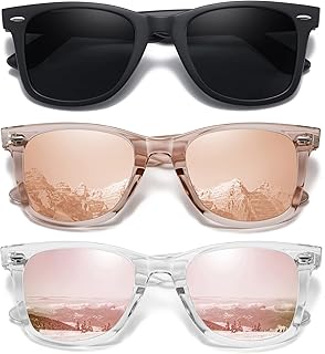 Retro Polarized Sunglasses for Women Men Classic Mirror Lens Driving Trendy Sun Glasses UV Protection (3 Pack)