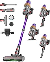 Cordless Vacuum Cleaner, 650W 55KPA 70Mins Anti-Tangle Wireless Vacuum,Rechargeable Vacuum with Green Light,Powerful Stick Vacuum for Home Carpet/Hardwood Floors,Purple
