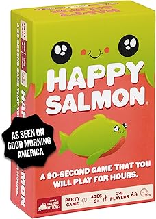 Happy Salmon 3-8 Players - Ages 6+ - 90 Second Rounds - Easy to Learn Quick Matching Card Game - Party Game, Family Game Night, Kid and Adult Card Game