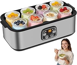 Yogurt Maker with Adjustable Time and Temp Control, Yogurt Maker Machine with Automatic Shut-Off & Constant Temper for Homemade Probiotic, Greek Yogurt, BPA-Free (Black Grey, 48 oz/8 Jars)