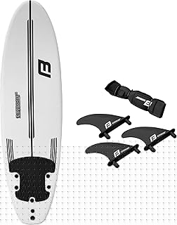 7’ FLOWBOARD Surfboard Softboard Foam - Include (3) Fins 6’ Foot Leash and (2) Wood Stringers Inside Board - Kids and Adults Beginner Intermediate 6 Foot and Comes with High Performance Traction Pad