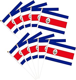 50 Pack Costa Rica Costa Rican Small Mini Hand Held Costa Rica Costa Rican on Stick Flags, Miniature National Country Flags,Party Decorations Supplies for Parades,International Festival