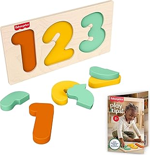 Fisher-Price Wood Montessori Toy 1-2-3 Puzzle, American Montessori Society Seal of Excellence, 6-Piece Wooden Learning Activity & Expert Play Tips for Toddlers & Kids Ages 2+ Years (Amazon Exclusive)