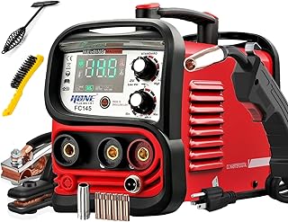 HONE MIG Welder Machine, Actual 145Amp 110V/220V Dual Voltage Flux Core Welder, 3 in 1 Synergic Gasless wire MIG/Stick Welder/Lift TIG Welding Machine, IGBT Inverter with LCD Display Portable Welder.