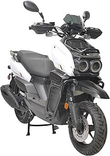 HHH motorcycle 150cc Scooter Tank 150 Scooter Moped Gas 150cc Motorcycle Fully Automatic Adult Street Bike Cvt transmission and 12 inch Aluminum Wheels ( White color )