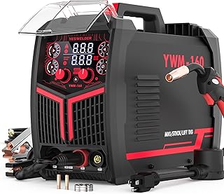 YESWELDER 160A MIG Welder, 110V/220V Dual Voltage, 4 in 1 Gas MIG/Flux Core MIG/Lift TIG/Stick Multiprocess Large LED Digital Display MIG Welding Machine
