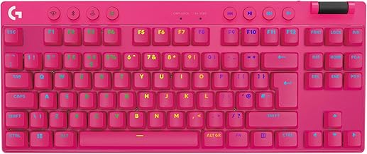 Logitech G PRO X TKL Lightspeed Wireless Gaming Keyboard, Ultra-Portable Tenkeyless Design, LIGHTSYNC RGB, PBT keycaps, Tactile Switches (GX Brown) - Magenta (Renewed)