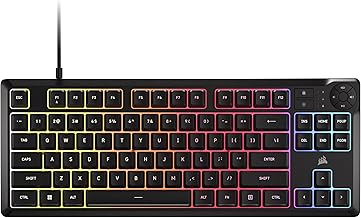 K55 CORE TKL RGB Gaming Keyboard – Tenkeyless, 8-Zone RGB, Quiet Membrane Keys, Spill Resistant, Media Keys, 1000Hz Polling – NA Layout – Black