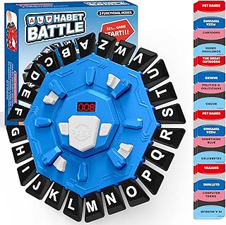 Family Board Word Games for Kids & Adults with Display Timer, Fast Paced 24-Letter Learning Party Card Game with 2 Modes & 220 Topics, Kids Xmas Birthday Gifts for Boys Girls