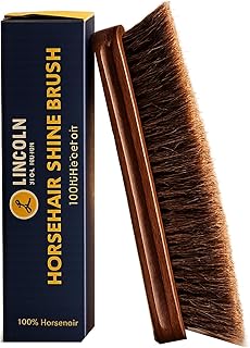 Lincoln Horsehair Shoe Shine Brush – 100% Genuine Horsehair Bristles & Ergonomic Concave Wood Handle – Premium Shine Brush for Leather Shoes, Boots & Accessories