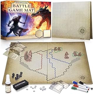 Dungeons & Dragons Game Mat - 23x27 - Ultimate DND Board Game Map w/Dice Set - Double-Sided w/Hex & Square Grid - Epic Role Playing Gaming Experience