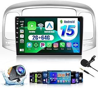 Inefala 2+64G Android 15 CarPlay Car Stereo Radio for Hyundai Accent 2006-2011, 9'' Touch Screen Compatible with Android Auto, AHD Backup Camera, Mirror Link, GPS, WiFi, FM RDS
