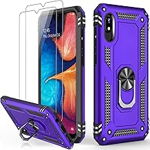 for Galaxy A10e Case with Screen Protector,Military Grade Shockproof Heavy Duty Protective Phone Cover Pass 16ft Drop Test with Magnetic Kickstand Car Mount Holder Purple