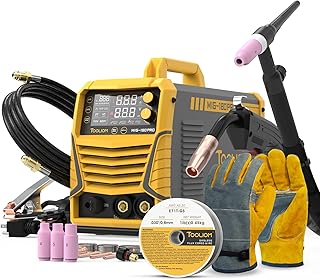 TOOLIOM 4 in 1 MIG Welder 180A Gas MIG/Flux MIG/Stick/Lift TIG Multiprocess Welding Machine 110V/220V Welder Kit with Lift TIG Torch