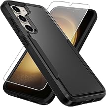 for Samsung Galaxy S23 Case with HD Screen Protector, Dual Layer Military Grade Drop Tested, Heavy Duty Rugged Shockproof Non-Slip Outdoor Protective Cover, Black