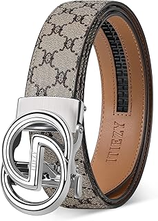 Ratchet Belts for Men - Leather Click Belt for Casual Dress 1 3/8", Mens Adjustable Belt Trim to Fit