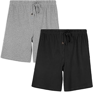 Men's Lounge Shorts | Drawstring & Pockets Cotton PJ-Sleep Short Bottoms | Multi Packs
