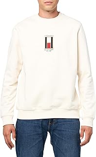 Men's Medium Weight Crewneck Sweatshirt With Vertical Embroidered Flag Logo