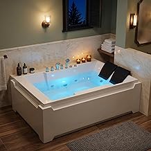 73" x 48" 2-Person Jetted Bathtub Whirlpool Tub Hydro Massage + Chromatherapy, UL & UPC Certified, 3-Sided Apron, 110 Gal Left Drain