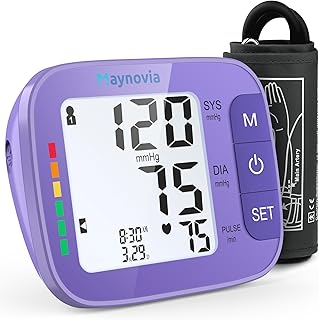 Blood Pressure Monitor for Home Use, Large Upper Arm Blood Pressure Cuff with Backlight, Automatic Digital BP Machine for Seniors, Heart Rate Monitor & Storage Bag (Purple)